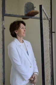 France, Alpes Maritimes, Cannes, the Villa La Californie where Picasso lived, today renamed the Pavillon de Flore by Marina Picasso, Marina Picasso granddaughter of Picasso into the dovecote painted by Pablo Picasso