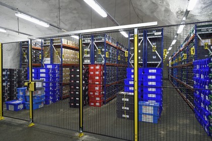 Norway, Svalbard, Spitzbergen, Longyearbyen, Svalbard Global Seed Vault (Seed Bank), seed storage room artificially maintained at -18°C, there are nearly 900000 samples deposited, from 200 countries of origin and 73 depositor institutes