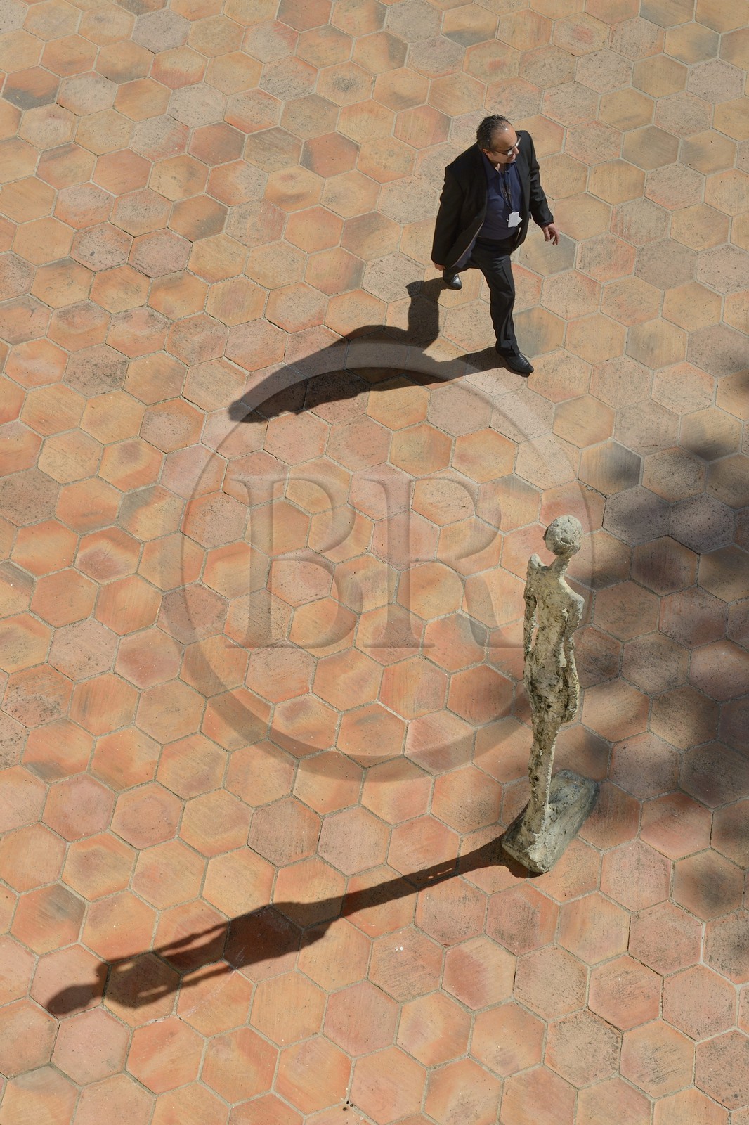 France, Alpes Maritimes, St Paul de Vence, Fondation Maeght by the architect Josep Lluis Sert, a museum of contemporary art, the Giacometti courtyard, Standing Woman II (1960) by Alberto Giacometti