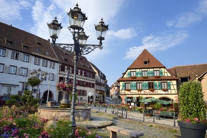 France, Bas Rhin, Barr, Place de l'Hotel de ville, Le Brochet restaurant