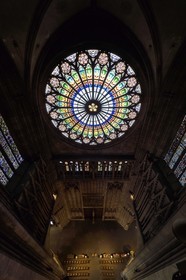 France, Bas Rhin, Strasbourg, old town listed as World Heritage by UNESCO, Notre Dame Cathedral, the big Rose Window of the western facade with a diameter of 13.60 m over the narthex