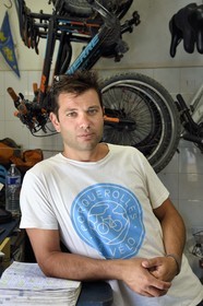 France, Var, Iles d'Hyeres, Parc National de Port Cros (National park of Port Cros), Porquerolles island, Edouard Ridolfi, creator of Porquerolles à Vélo bike rental company