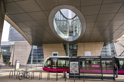 France, Côte-d'Or (21), Dijon, quartier Clémenceau, l'auditorium Robert-Poujade abritant l'opéra, l'oculus