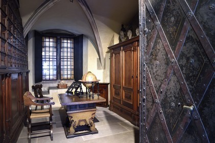 France, Bas Rhin, Strasbourg, old town listed as World Heritage by UNESCO, Musee de l'Oeuvre Notre Dame (Oeuvre Notre Dame museum), the archive vault and the steward's office behind an armored door