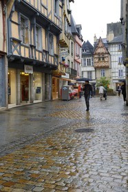 France, Finistere, Quimper, Kereon street and St Corentin Cathedral