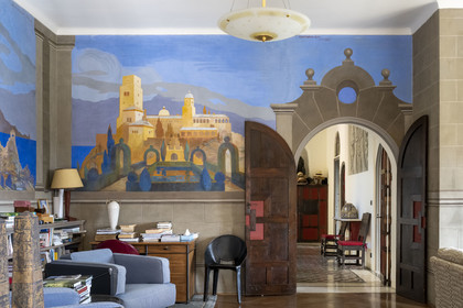 France, Alpes-Maritimes, Menton, Domaine des Colombieres, the Colombières villa is entirely designed as a work of art by Ferdinand Bac, the living room