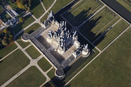 France, Loir et Cher, Loire Valley listed as World Heritage by UNESCO, Chateau de Chambord (aerial view)