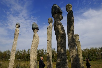 Portugal, Minho region, Guimaraes, Campo da Ataca, Site of the battle marking the independence of Portugal and materialized by the sculpture of the artist Augusto Vasconcelos in 1996
