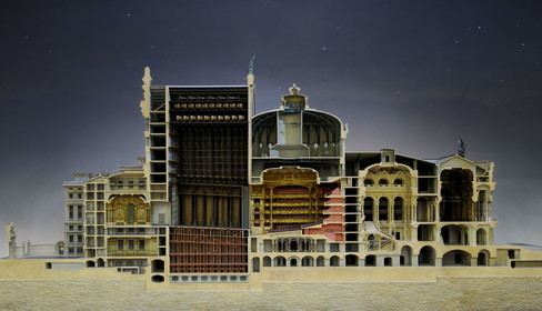 France, Paris (75), le musée d'Orsay, Opéra Garnier de Paris, maquette de la coupe longitudinale entre 1984 et 1986 Maquette de Richard Peduzzi