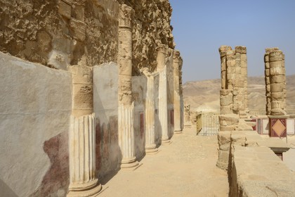 Israel, Negev Desert, Masada fortress, listed as World Heritage by UNESCO, lower terrace of the northern Herod palace, the private residence extended down to three levels