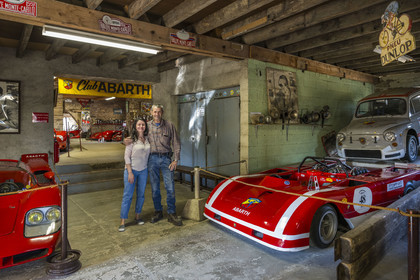 France, Cote d'Or, Côte de Beaune, Savigny-les-Beaune, the castle with museums and collections of fighter planes, Abarth racing cars, motorcycles, straddle tractors, models, fire trucks, Christophe Pont and his daughter Marie who manage the estate and the museums