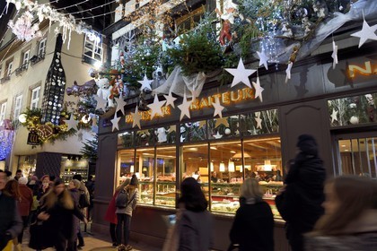 France, Bas Rhin, Strasbourg, old town listed as World Heritage by UNESCO,  window of the pastry Naegel in the rue des Orfevres (Goldsmiths Street).