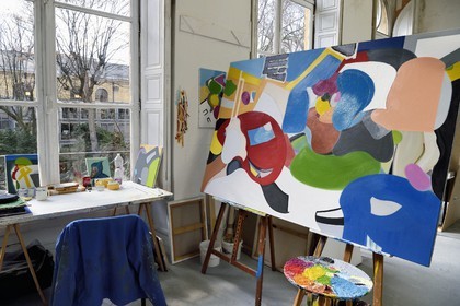 France, Paris, Saint Germain des Pres district, Ecole nationale superieure des Beaux-Arts (Fine Arts school), Chimay building in the former Hotel de Chimay, student space in the Jean-Michel Alberola workshop