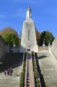 France, Meuse, Verdun, Monument a la Victoire (Monument to the Victory ) of architect Leon Chesnay, Memorial Crypt in which files are kept soldiers holding the Medal of Verdun, frank warrior statue atop