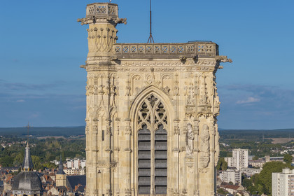 France, Nièvre, Nevers, Saint Cyr et Sainte Julitte cathedral, the tour Bohier (aerial view)