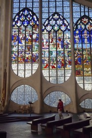 France, Seine Maritime, Rouen, the modern church of Saint Joan of Arc, place of conservation of the stained glass from the former St. Vincent Church destroyed in 1944