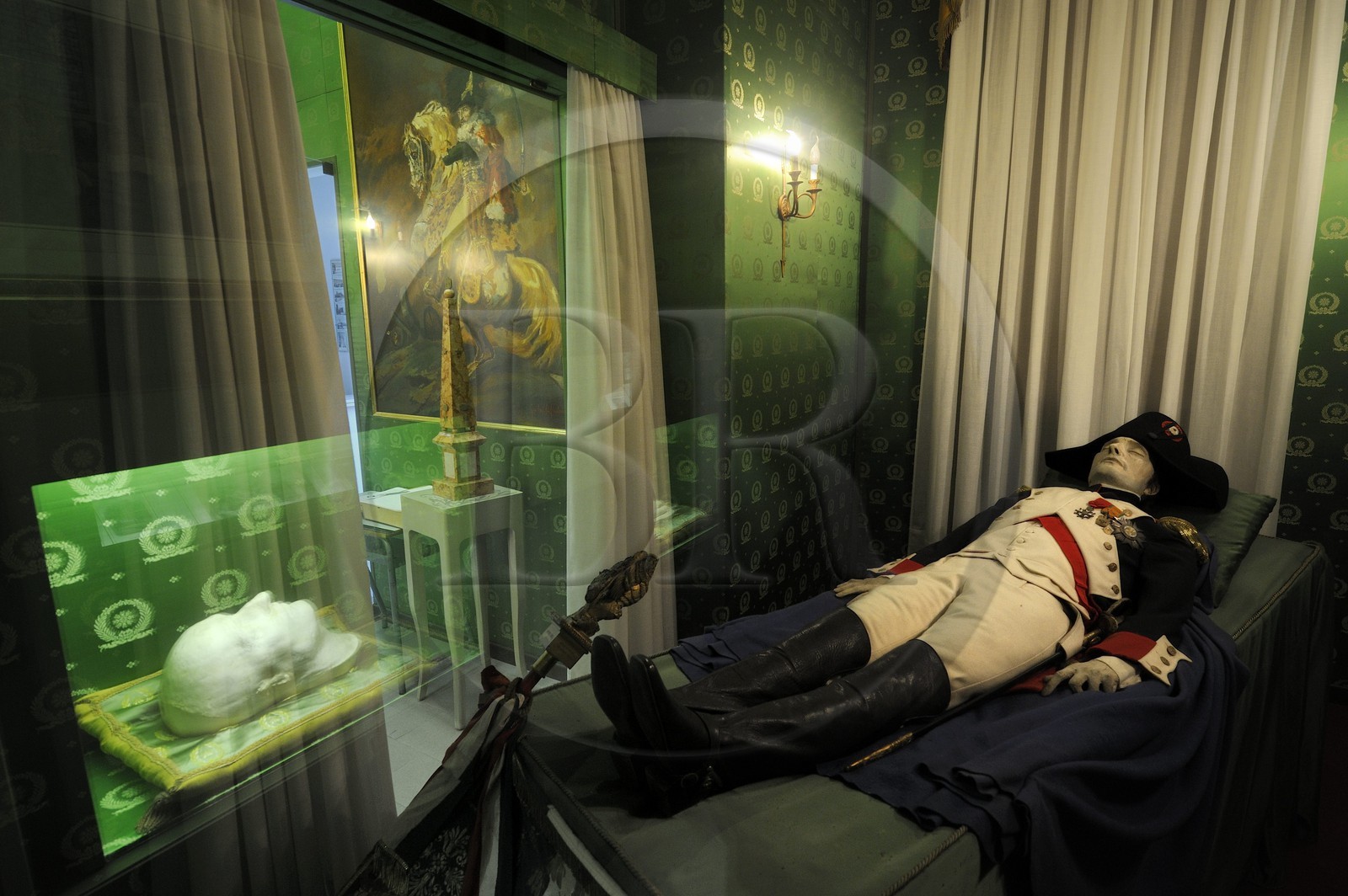 Italie, province de Verone, Arcole, le Museo Napoleonico abrite les collections d'un passionné de l'épopée napoléonienne Gustavo Alberto Antonelli, reconstitution de la chambre mortuaire de l'Empereur