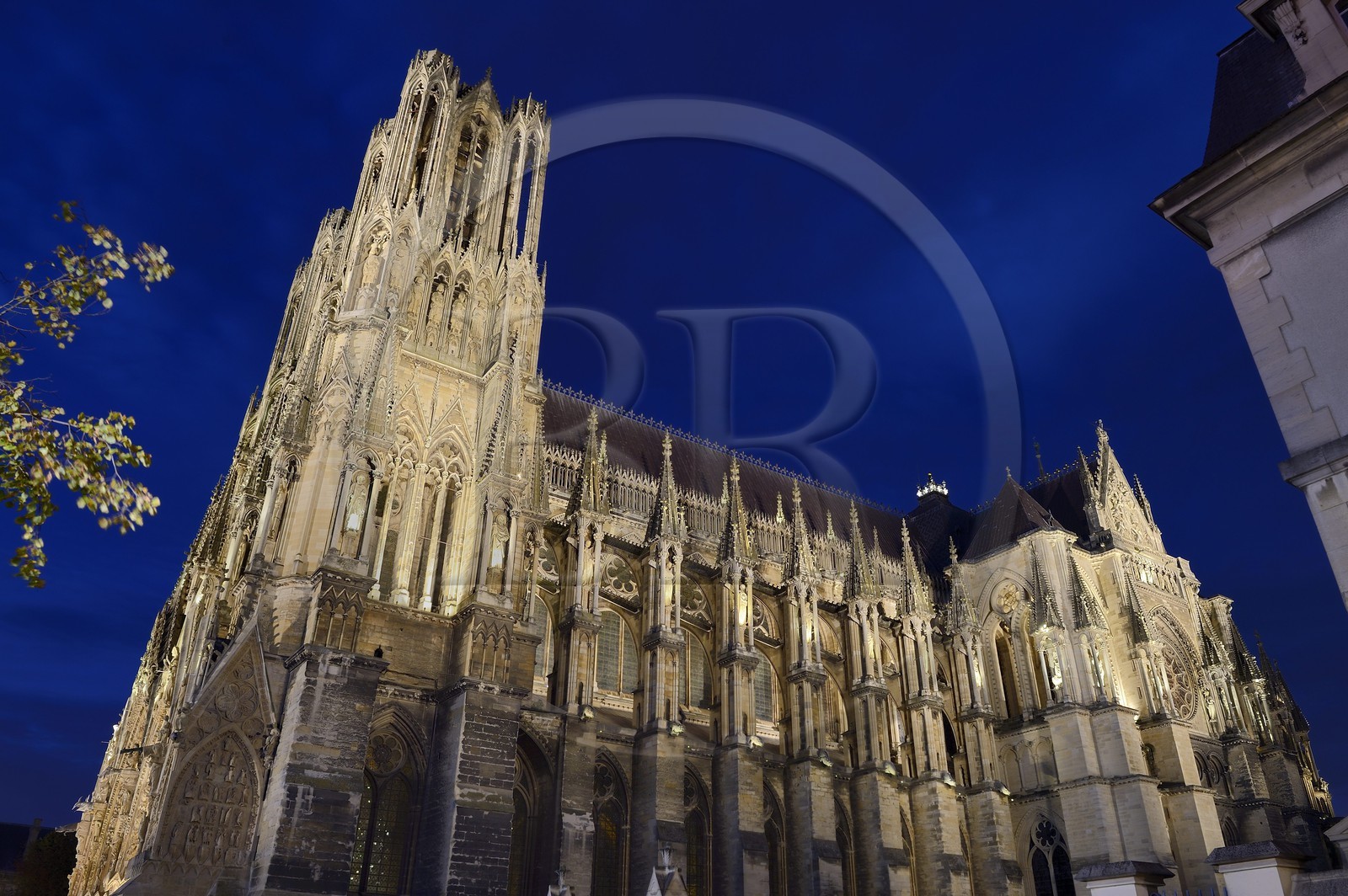France, Marne (51), Reims, facade sud de la cathédrale Notre-Dame de Reims, classée Patrimoine Mondial de l'UNESCO