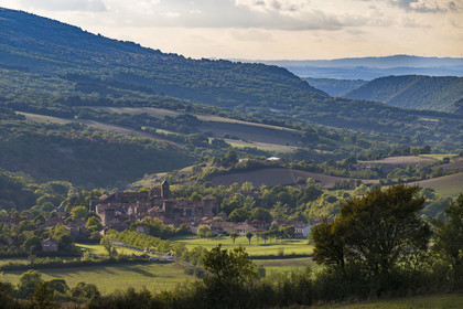 France, Aveyron, Causses and the Cévennes, cultural landscape of Mediterranean agro-pastoralism, listed as World Heritage by UNESCO, Sainte-Eulalie-de-Cernon on the road to Santiago de Compostela