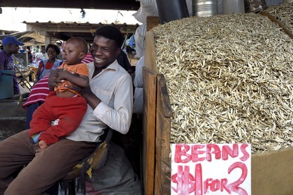 Zimbabwe, Harare, marché de Mbare, vente de petits poissons à friture