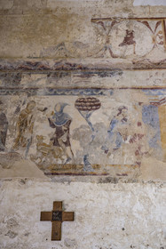 France, Vendée (85), Pouzauges, église romane Notre-Dame du Vieux Pouzauges du XIème siècle, fresques murales du début XIIIème siècle