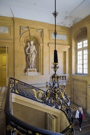 France, Moselle, Metz, the city hall, statue representing Prudence that adorns the monumental staircase