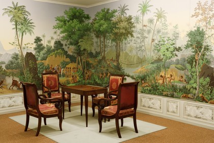 France, Haut Rhin, Mulhouse, Rixheim, Museum of the wallpaper,  Jean Zuber Manufactory panoramic wallpaper, decor called Views of Brazil
