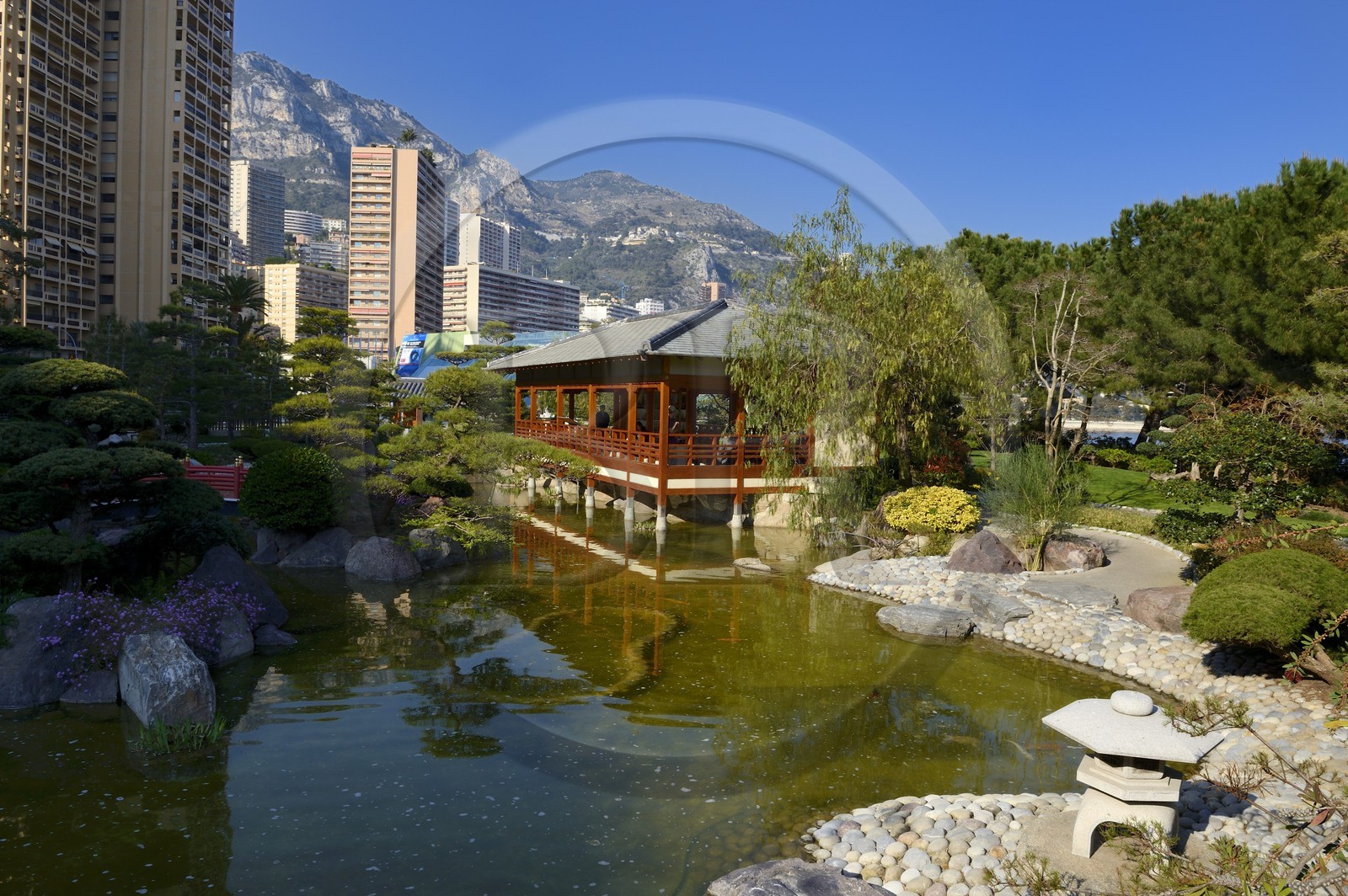 Principality of Monaco, Monaco, Monte-Carlo, the Japanese garden by landscape architect Yasuo Beppu