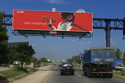 Tanzania, Dar es-Salaam, advertising posters in the suburb for coca-cola