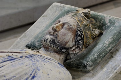 France, Maine et Loire, Loire Valley listed as World Heritage by UNESCO, Fontevraud l' Abbaye, Fontevraud Abbey Church, House of Plantagenet recumbent statues, Richard the Lionheart (Richard Coeur de Lion)