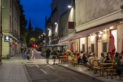 France, Cote d'Or, Dijon, area listed as World Heritage by UNESCO, terraces around the central market halls