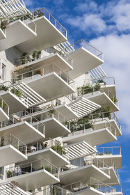 France, Hérault (34), Montpellier, quartier Richter, les rives du Lez, l'immeuble L'Arbre Blanc, réalisé par l'architecte japonais Sou Foujimoto avec les architectes français Nicolas Laisné et Manal Rachdi