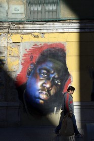 Spain, Andalusia, Malaga, Soho district, barrio de las Artes (Arts District), Maus street art, mural by Hide Two in calle Pinzon