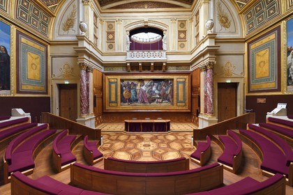 France, Paris, Saint Germain des Pres district, Ecole nationale superieure des Beaux-Arts (Fine Arts school), the Amphitheater of honor, the painting by Jean-Dominique Ingres Romulus winner of Acron
