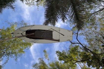 Brasil, Minas Gerais state, Brumadinho, Centro de arte contemporanea Inhotim (contemporary artwork center), The Mahogany Pavilion (Mobile Architecture N°1) (2004) by Simon Starling