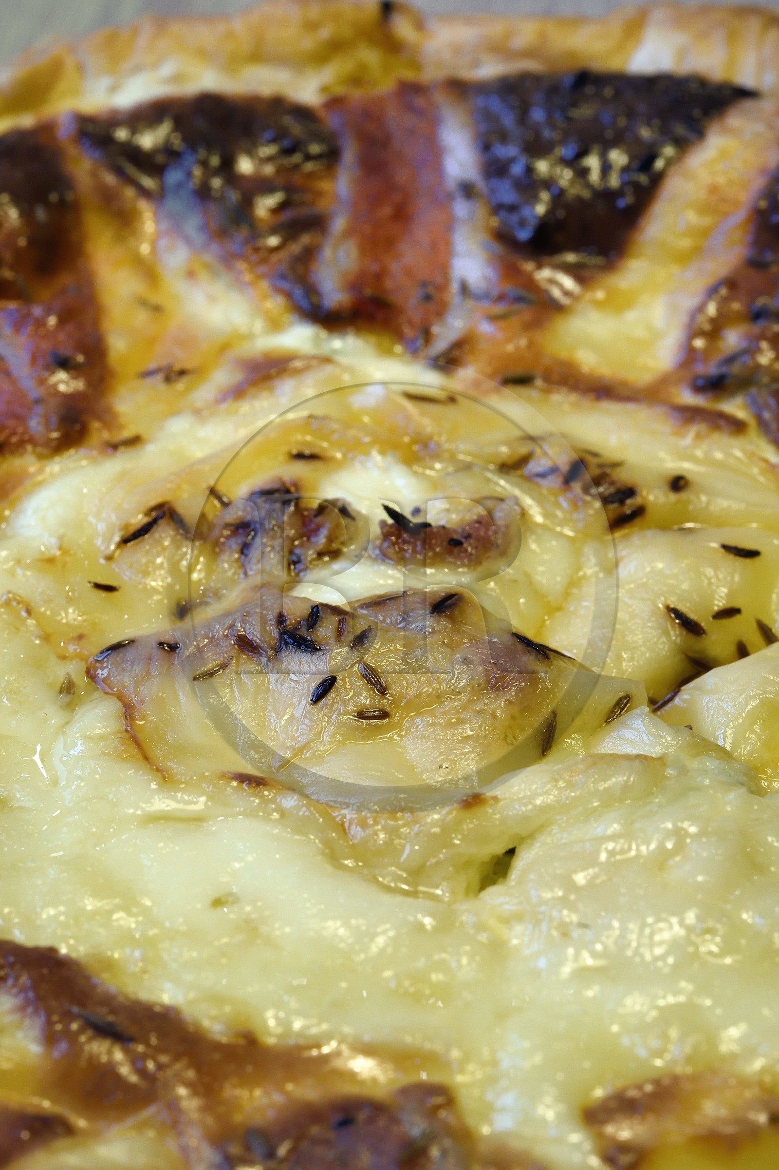 France, Bas-Rhin (67), Strasbourg, quiche au Munster et cumin