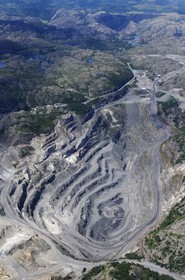 Norvège, Vest Agder, mine à ciel ouvert au sud de flekkefjord (vue aérienne)