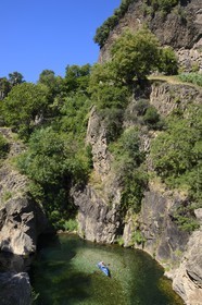 France, Ardeche, Monts d'Ardeche Regional Natural Park, Thueyts, the upper valley of the Ardeche River