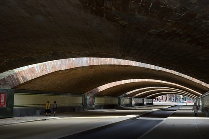 France, Moselle, Metz, Imperial district, railway station bridges