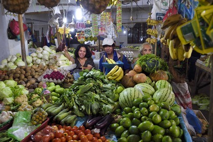 Philippines, Ifugao province, Banaue town market, fruit and vegetable stall