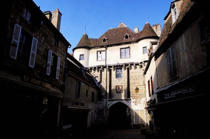 France, Cote d'Or, Semur en Auxois, Buffon street through Sauvigny door