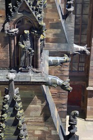 France, Bas Rhin, Strasbourg, old town listed as World Heritage by UNESCO, Notre Dame Cathedral, flying buttresses of the southern facade and gargoyles