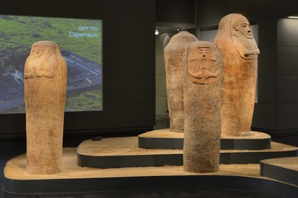 Israel, Jerusalem, Guivat Ram quarter, Israel Museum, department of archeology, human-shaped coffins from Deir el-Balah, pottery from the 13th century BCE