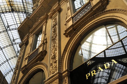 Italy, Lombardy, Milan, Vittorio Emmanuel II Gallery, Prada luxury designer's shop