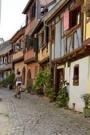 France, Haut Rhin, Eguisheim, labelled Les Plus Beaux Villages de France (The Most Beautiful Villages of France), traditional half-timbered houses in the South Rampart Street