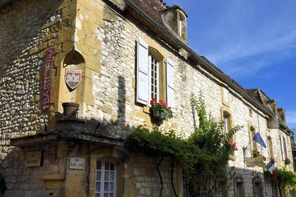France, Dordogne, Perigord Pourpre, Monpazier, labelled Les Plus Beaux Villages de France (The Most Beautiful Villages in France), town hall