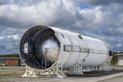 France, French Guiana, Kourou, Guiana Space Centre (Centre spatial guyanais, CSG) also called Europe's Spaceport, part of the central body of Ariane VI, the Vulcain reservoir