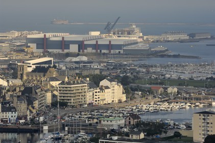 France, Manche, Cherbourg, the port and the arsenal in the background seen from the Fort du Roule