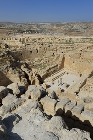 Israel, West Bank, Herodium or Herodion is a volcano-like hill with a truncated cone with a a fortress and palace build by Herod the Great (Herodion National Park), Inside the crater