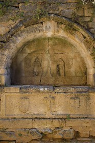 France, Dordogne, Perigord Noir, Dordogne valley, Sarlat la Caneda, Anne Dautrery sarcophagus in the passage des Enfeus